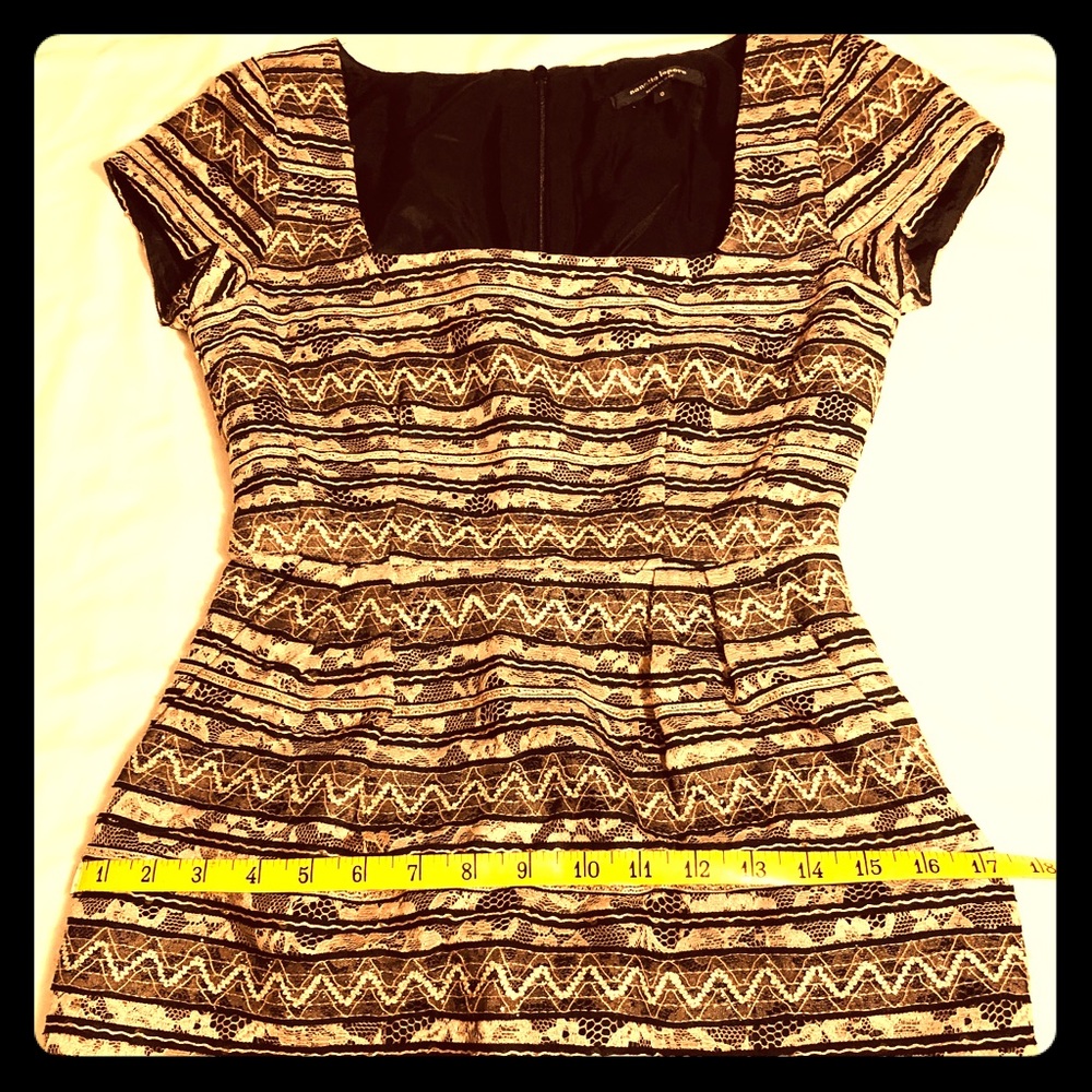 Nanette Lepore black & gold mini cocktail dress.